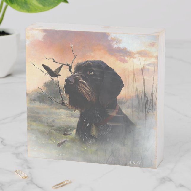 German Wirehaired Pointer Wooden Box Sign (In Situ Horizontal)