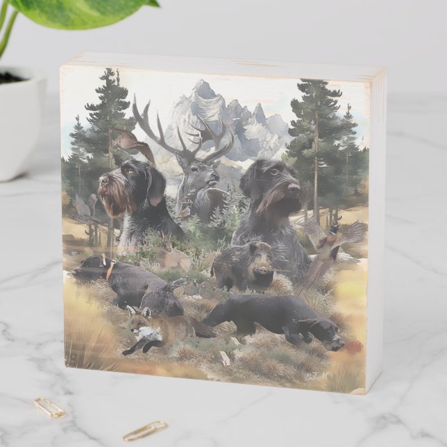 German Wirehaired Pointer   Wooden Box Sign (In Situ Horizontal)
