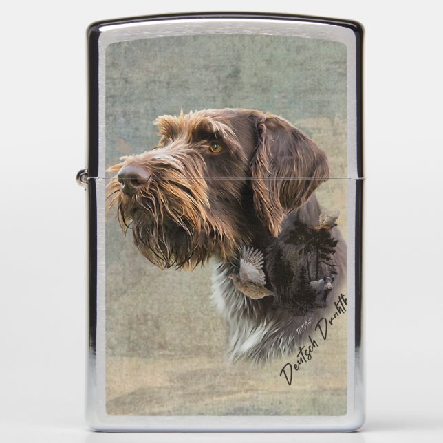 German Wirehaired Pointer   Zippo Lighter (Front)