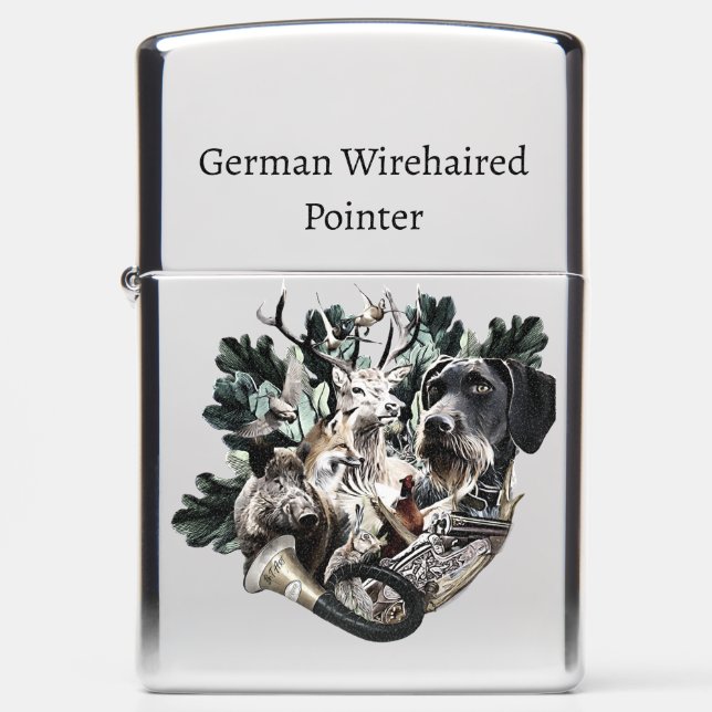German Wirehaired Pointer  Zippo Lighter (Front)