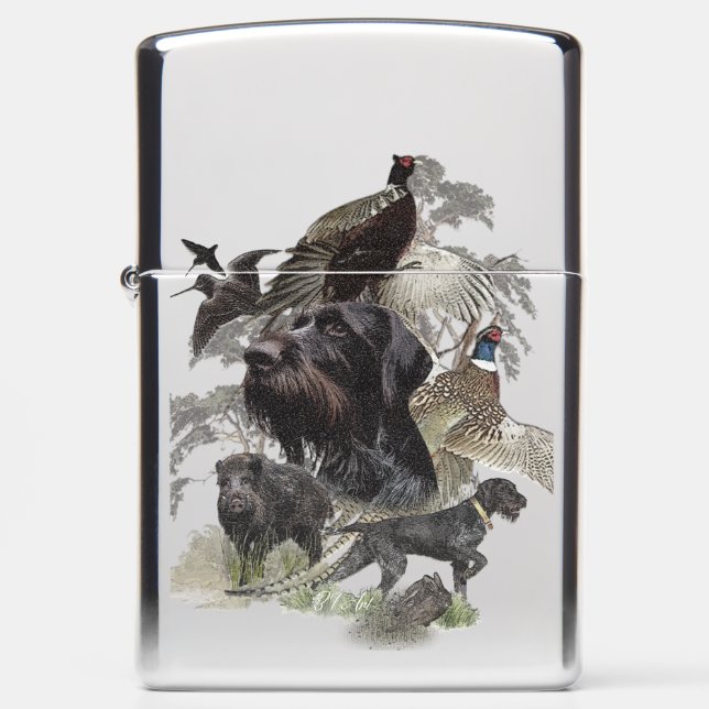 German Wirehaired Pointer    Zippo Lighter (Front)