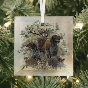 German wirehaired pointers, The Passion for Huntin Glass Ornament