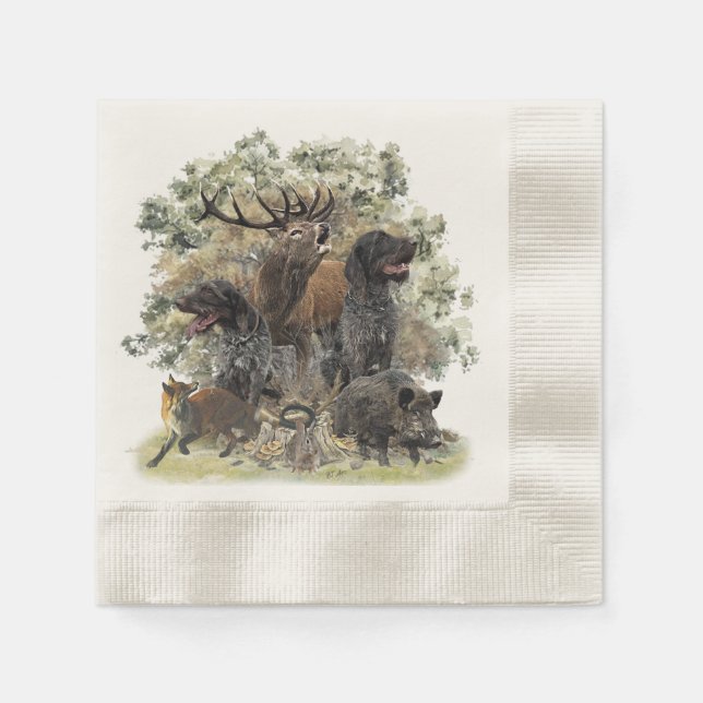 German wirehaired pointers, The Passion for Huntin Napkins (Front)