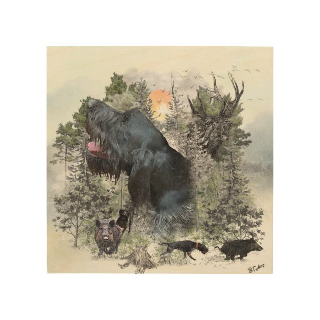 German wirehaired pointers wood wall art (Front)