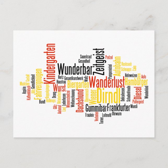 German Word Cloud - Deutsche Wortwolke Postcard (Front)