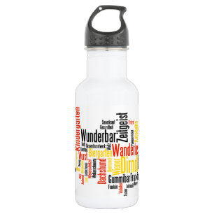 German Word Cloud - Deutsche Wortwolke Stainless Steel Water Bottle