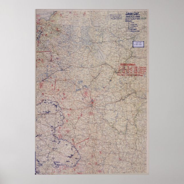 German WW2 Battle Map! Russia! Poster (Front)