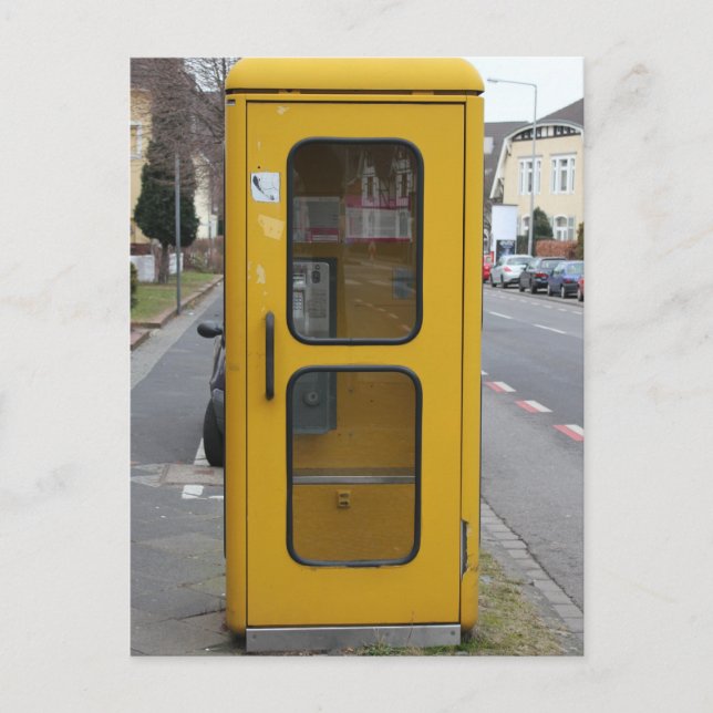 German Yellow Telefonzelle Telephone Booth Postcard (Front)