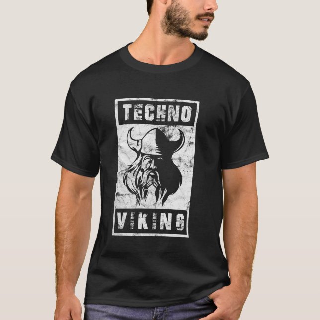 Germanic Techno Viking Northmen Cool Techno German T-Shirt (Front)