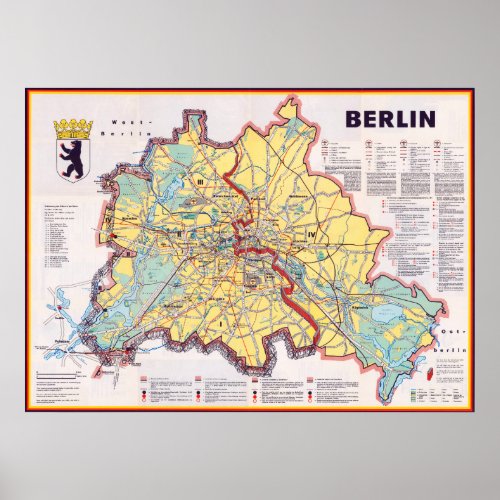 Germany 1962 Berlin _ Karte der geteilten Stadt Poster