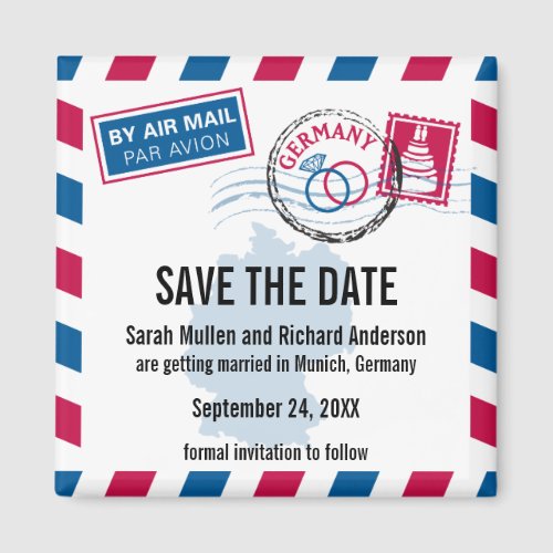 Germany Air Mail Wedding Save the Date Magnet