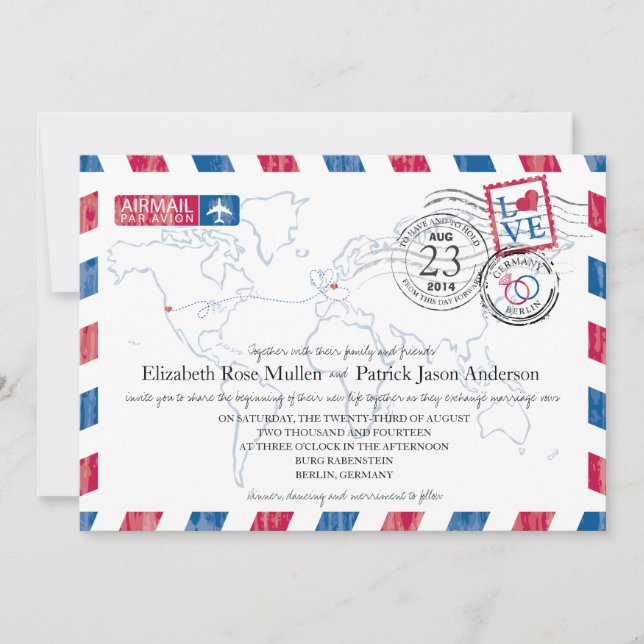 Germany Airmail Wedding Invitation (Front)