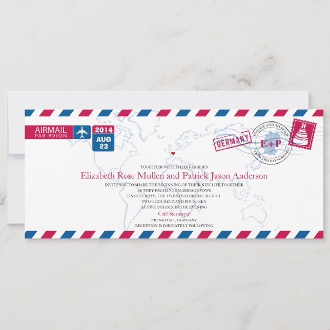 Germany Airmail Wedding Invitation (Front)
