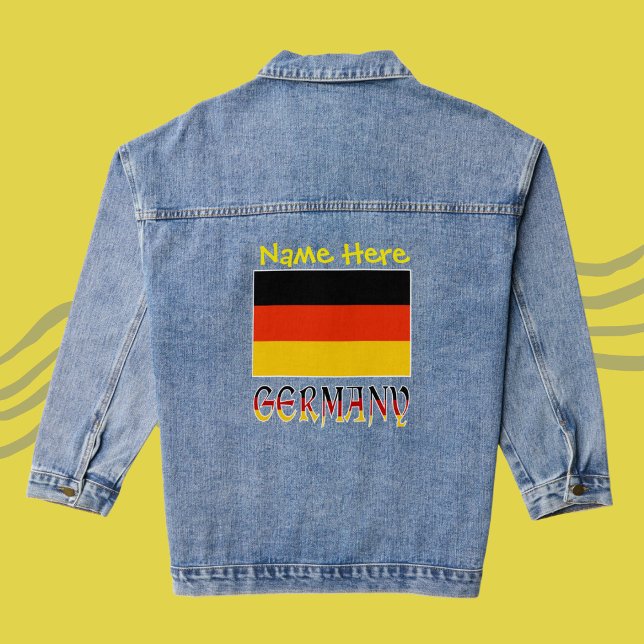 Germany and German Flag Yellow Personalization Denim Jacket (Creator Uploaded)