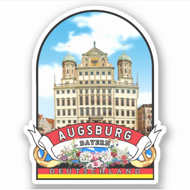 Germany Augsburg Vintage souvenir Sticker (Front)