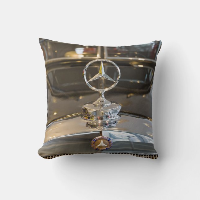 Germany, Baden-Wurttemberg, Stuttgart. Mercedes Throw Pillow (Front)