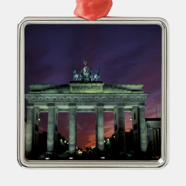Germany, Berlin. Brandenburg Gate at night. Metal Ornament (Front)
