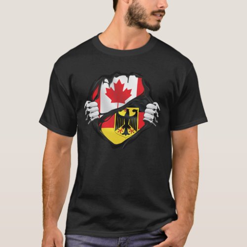 Germany Canadian Hands Ripped Roots Flag T_Shirt
