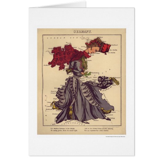 Germany Caricature Map 1868 Cards (Front)