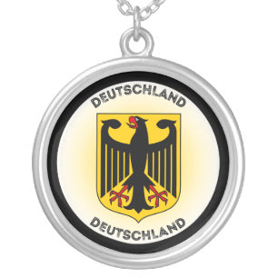 Germany Coat of Arms Patriotic Round Shape Silver Plated Necklace