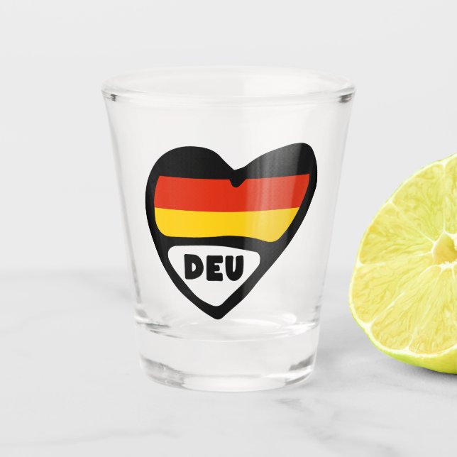 Germany Country Code Flag Heart, DEU Shot Glass (Front)