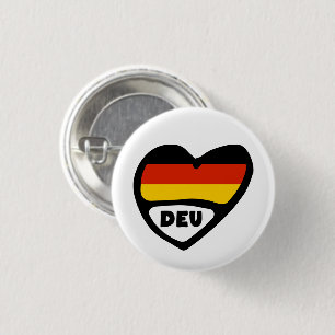 Germany Country Code Flag Heart Pin Badge, DEU