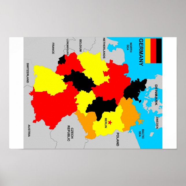 germany country political map flag poster (Front)