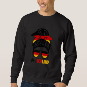 Germany Deutschland flag messy bun design for wome Sweatshirt