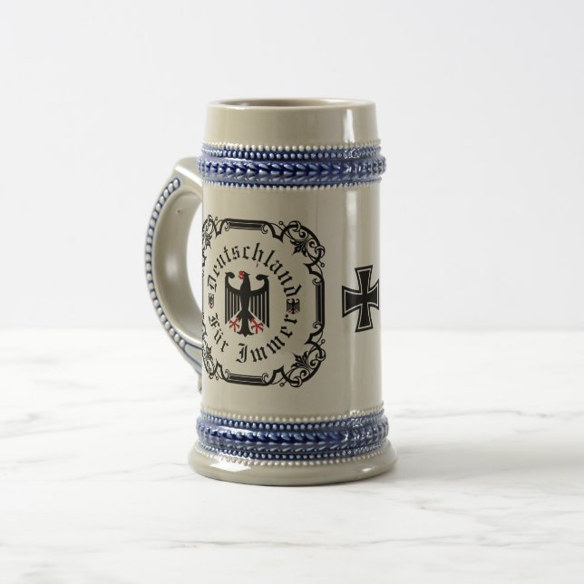 Germany/Deutschland Forever/black eagle/iron cross Beer Stein (Front Left)