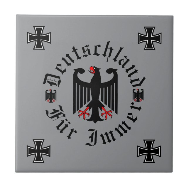 Germany/Deutschland Forever/black eagle/iron cross Ceramic Tile (Front)