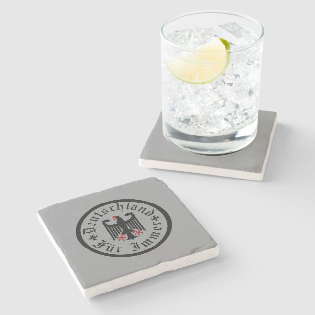 Germany/Deutschland Forever/black eagle/iron cross Stone Coaster (Side)