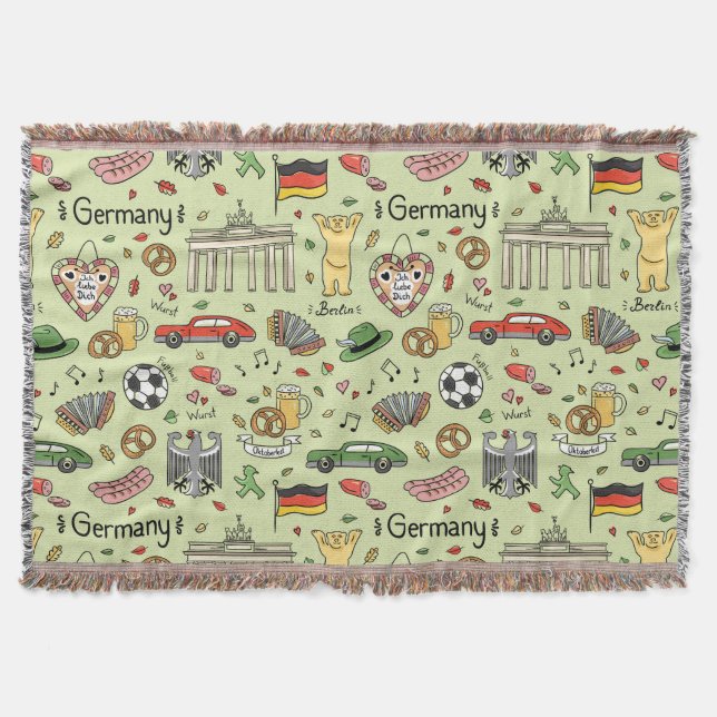 Germany Doodles Throw Blanket (Front)