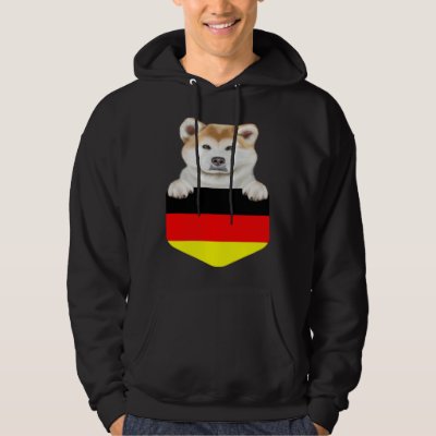 Germany Flag Akita Dog In Pocket Hoodie