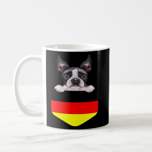 Germany Flag Boston Terrier Dog In Pocket  Coffee Mug