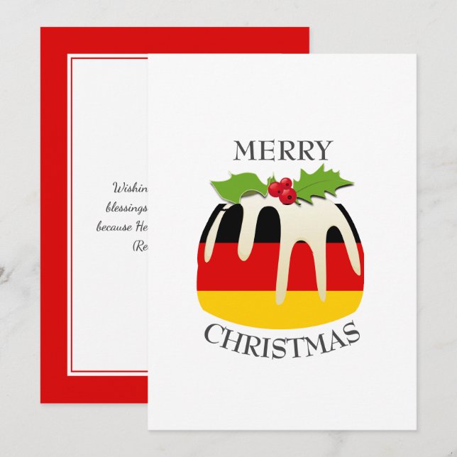 GERMANY FLAG | Christmas Pudding | Festive Holiday Card (Front/Back)