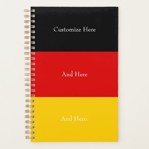 Germany Flag Colors Black Red Gold Personalized Planner