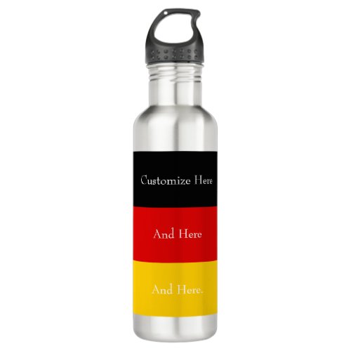 Germany Flag Colors Black Red Gold Personalized Stainless Steel Water Bottle