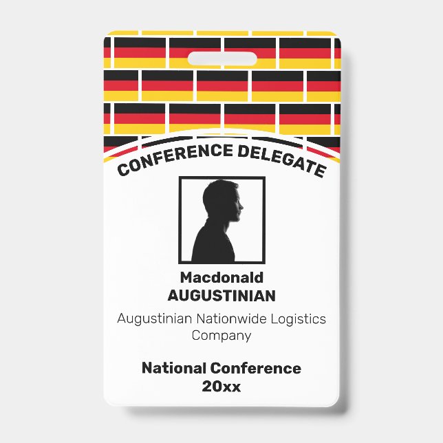 GERMANY FLAG Customized Logo Photo ID Name Badge (Front)