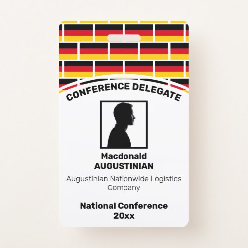 GERMANY FLAG Customized Logo Photo ID Name Badge