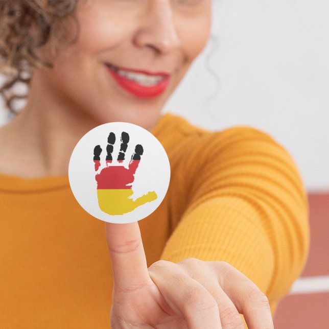 Germany Flag Handprint German Pride Classic Round Sticker (Creator Uploaded)