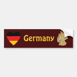 Germany Flag Heart + Map Bumper Sticker