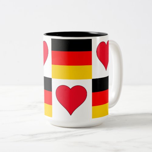 Germany Flag Heart Pattern Patriotic German Pride Two_Tone Coffee Mug