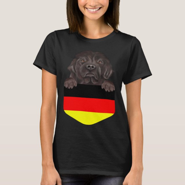 Germany Flag Newfoundland Dog In Pocket T-Shirt (Front)