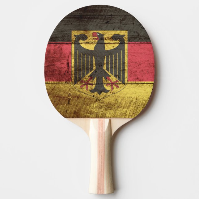 Germany Flag on Old Wood Grain Ping-Pong Paddle (Front)