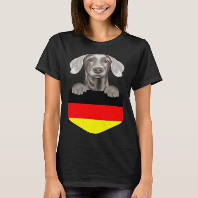 Germany Flag Weimaraner Dog In Pocket T-Shirt