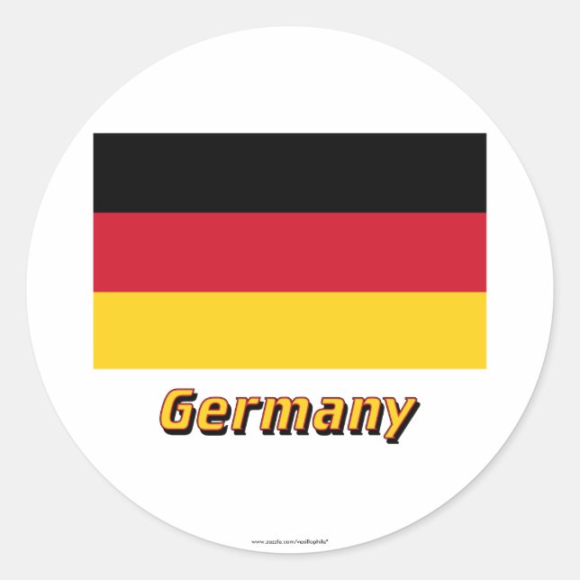 Germany Flag with Name Classic Round Sticker (Front)