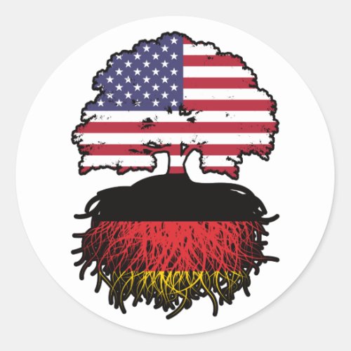 Germany German American USA United States America Classic Round Sticker