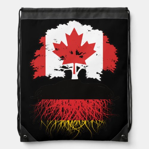 Germany German Canadian Canada Tree Roots Flag Drawstring Bag