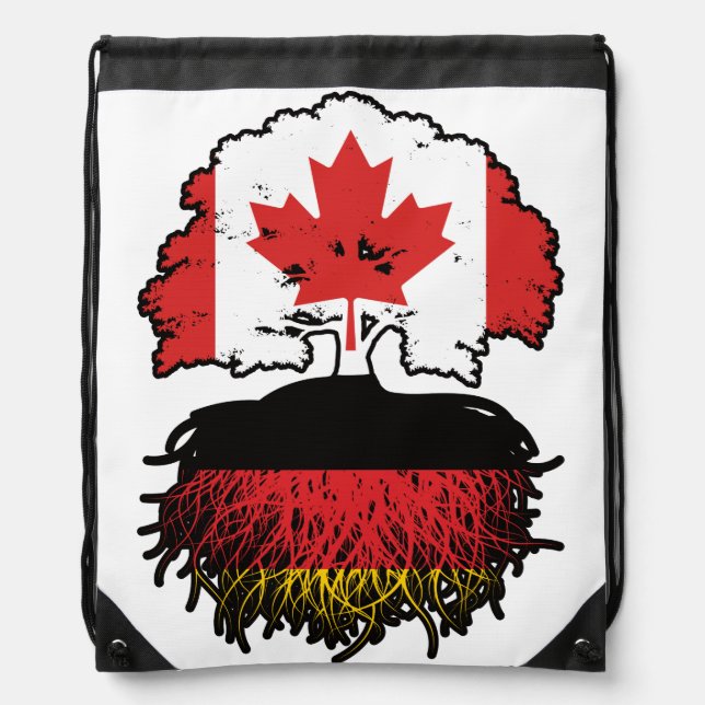 Germany German Canadian Canada Tree Roots Flag Drawstring Bag (Front)