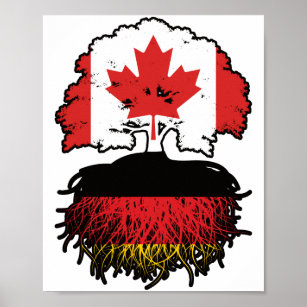Germany German Canadian Canada Tree Roots Flag Poster